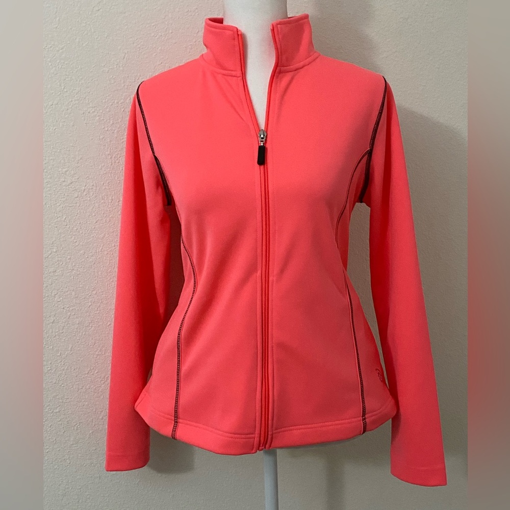 Be Inspired Activewear Women petite small Track Jacket Coral Bright Pink Stretch